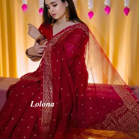 Halfsilk Saree With  Blouse DF-04310