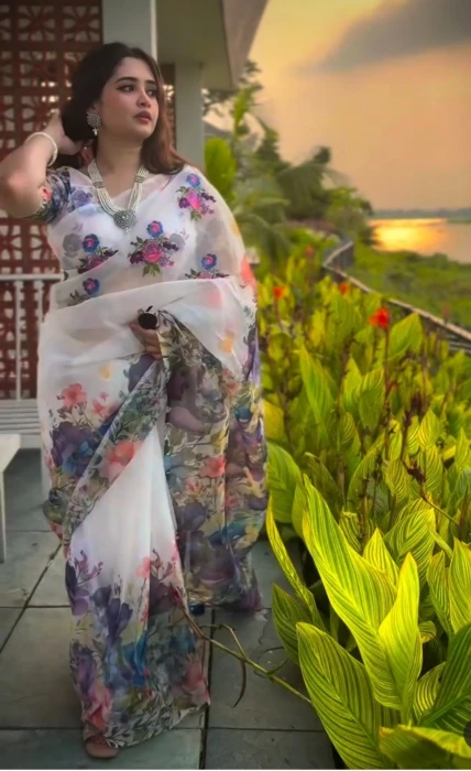 Semi Moslin Silk saree  TS-7015