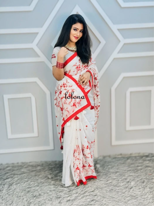 Halfsilk Embroidery Saree Em-111