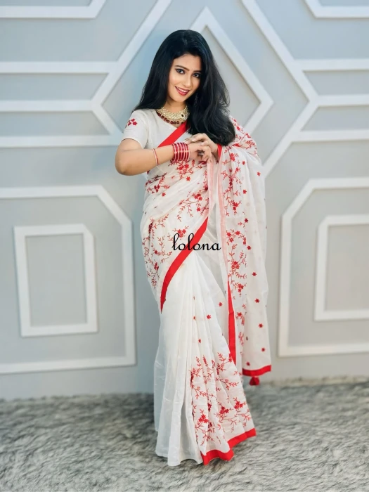 Halfsilk Embroidery Saree Em-111