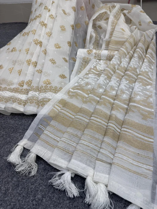 Halfsilk Sharee with Blouse  jm white