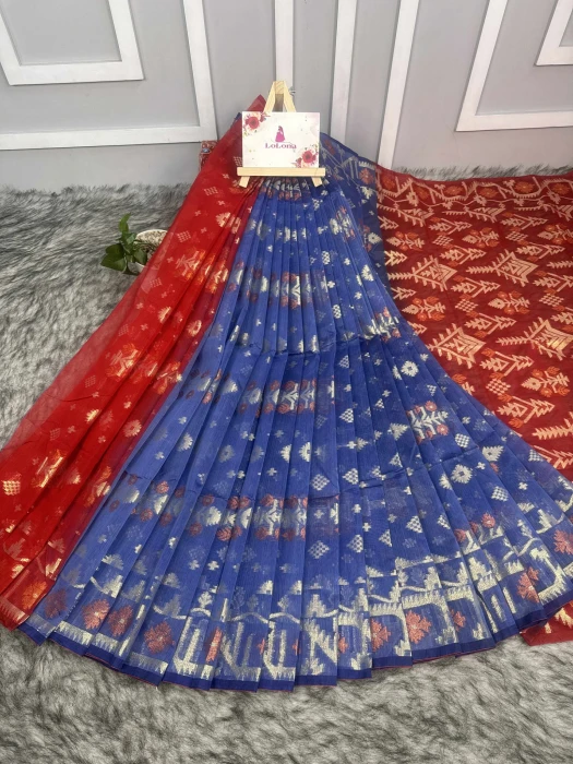 টেনসেল জরি জামদানী শাড়ি Code-Jm-4106