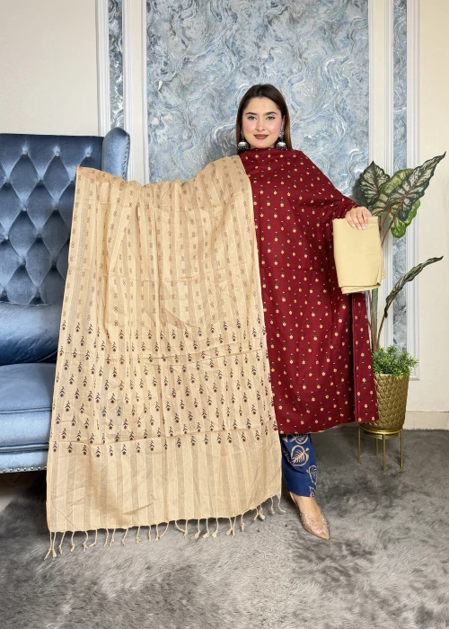 প্রিমিয়াম স্লাব কটন থ্রিপিস code-2401