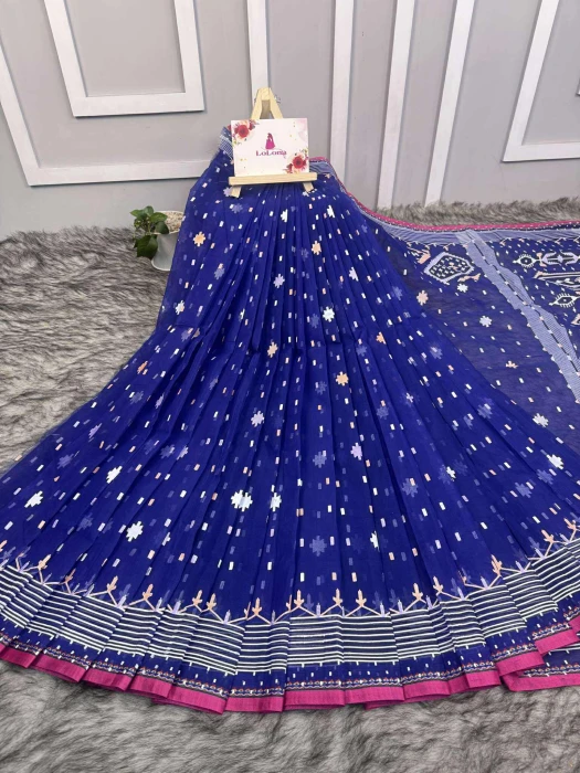 হাফসিল্ক এম্বোস প্রিন্ট শাড়ি RS-4020