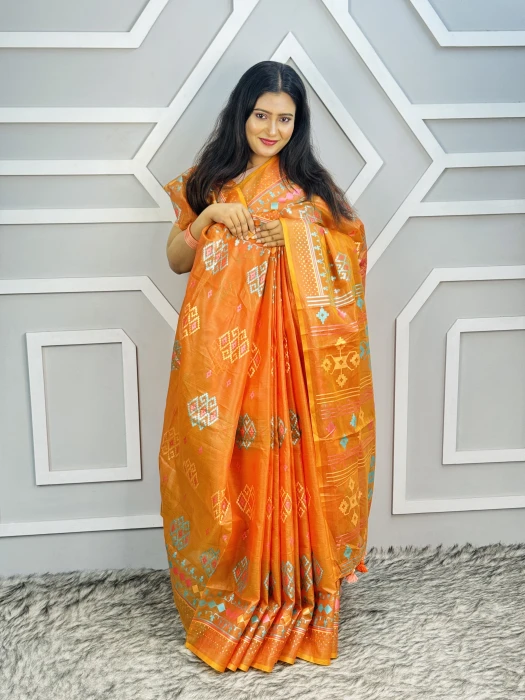 সেমি অর্গাঞ্জা সিল্ক শাড়ি TS-7233