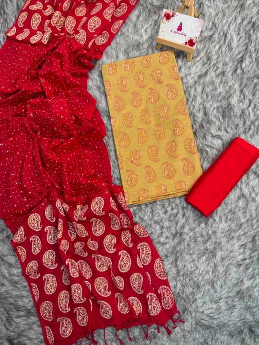 Primium Cotton unstiched threepis code-2414