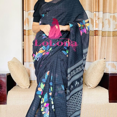 ব্লাউজ পিছ সহ ডিজিটাল প্রিন্ট শাড়ি কোড DP-6047