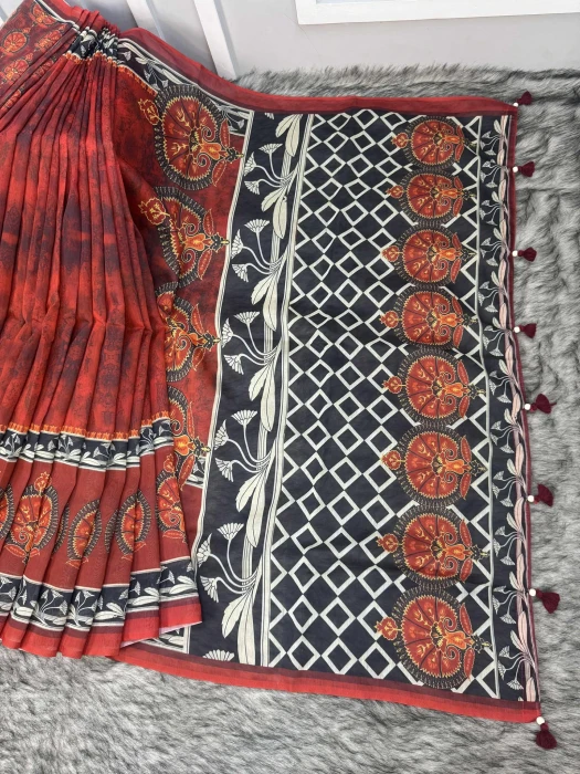 Semi Moslin Silk saree  TS-5057