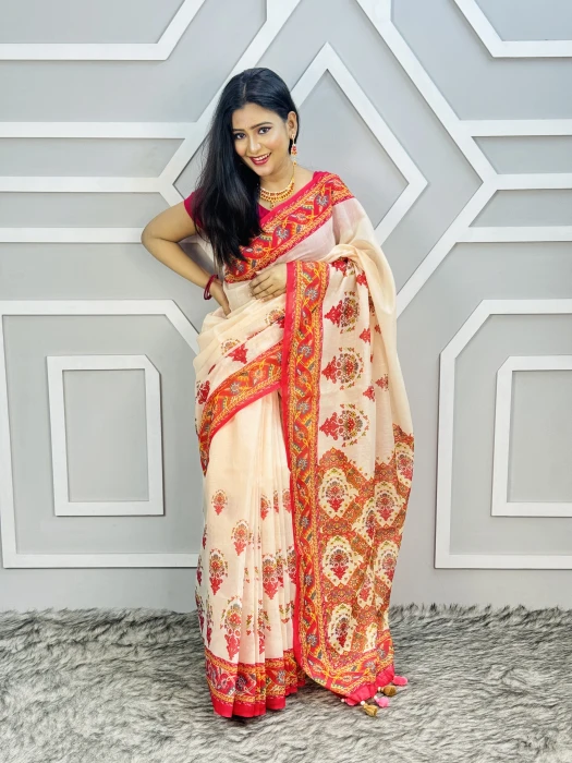 Semi Moslin Silk saree  TS-5063