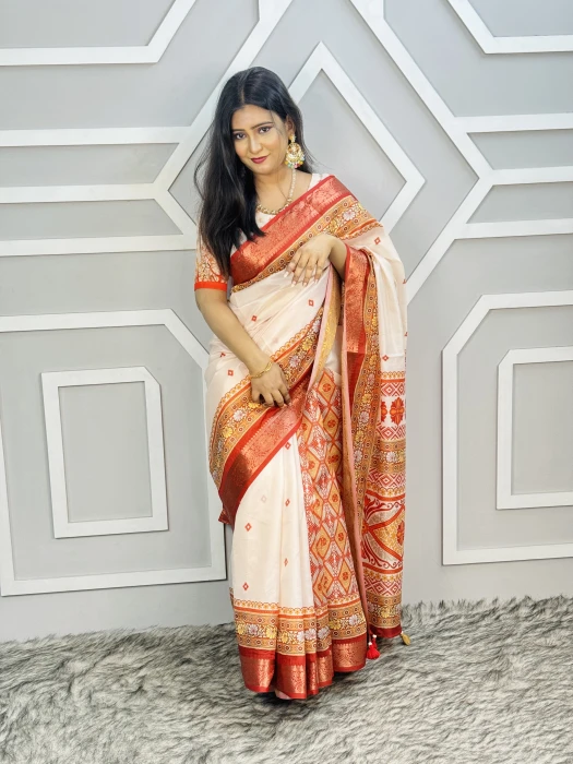 সেমি অর্গাঞ্জা কাতান পাড় সিল্ক শাড়ি TS-7227