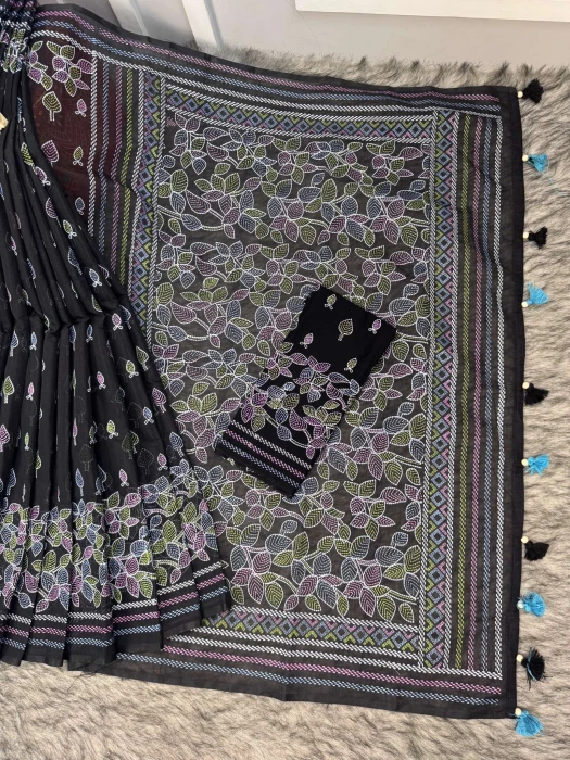 Halfsilk  Saree With  Blouse BS-8105