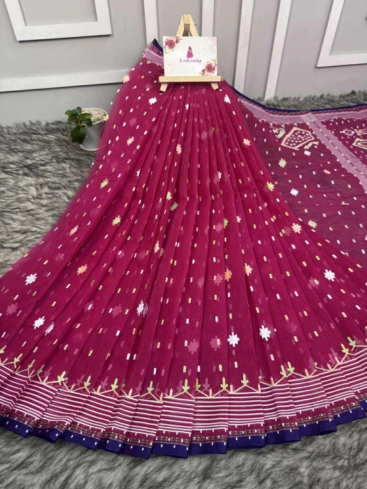 হাফসিল্ক এম্বোস প্রিন্ট শাড়ি RS-4023