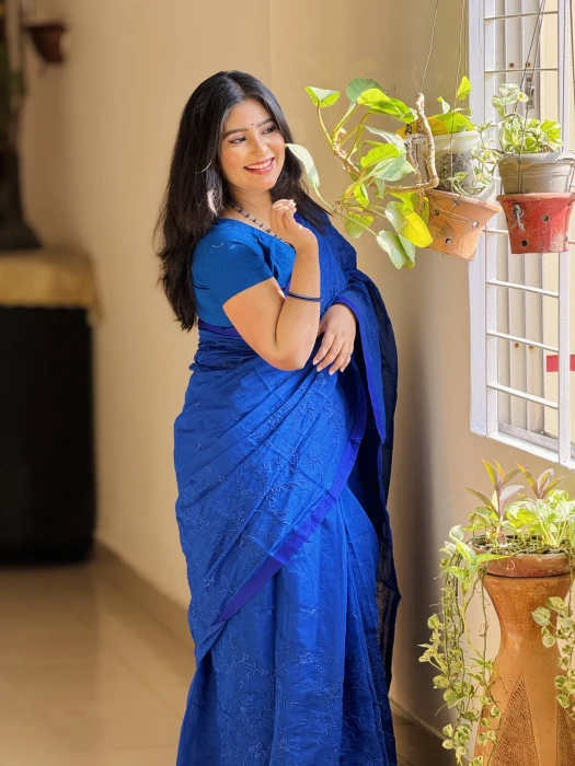 Halfsilk Embroidery Saree Em-122