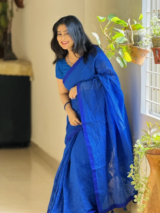 Halfsilk Embroidery Saree Em-122