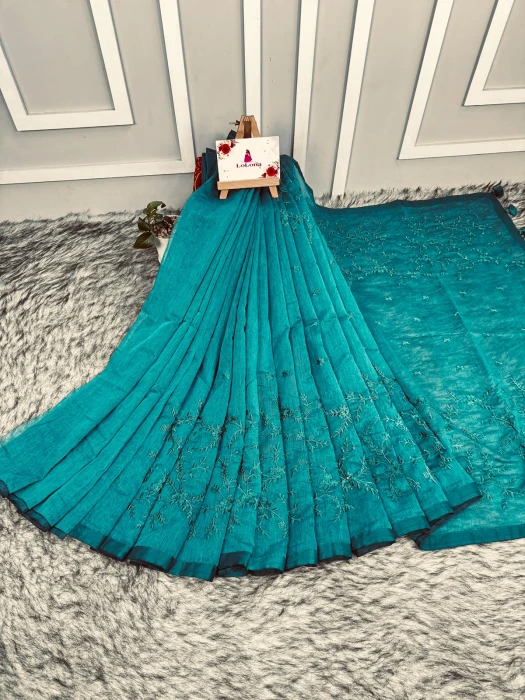 Halfsilk Embroidery Saree Em-123