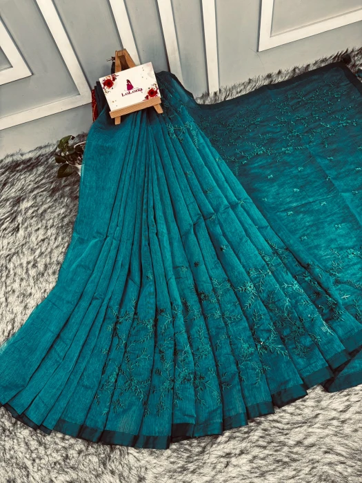 Halfsilk Embroidery Saree Em-123