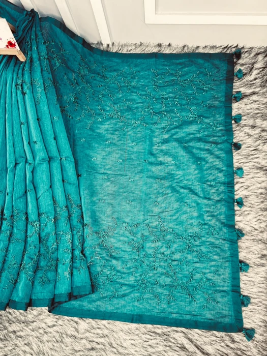 Halfsilk Embroidery Saree Em-123