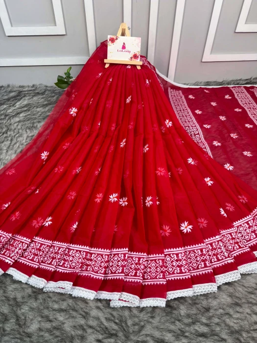 Shiuli ful Cotton Saree  KC-2111